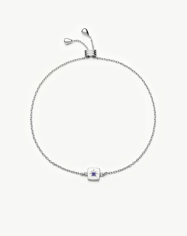 Missoma February Birthstone Slider rannekoru hopea ametisti