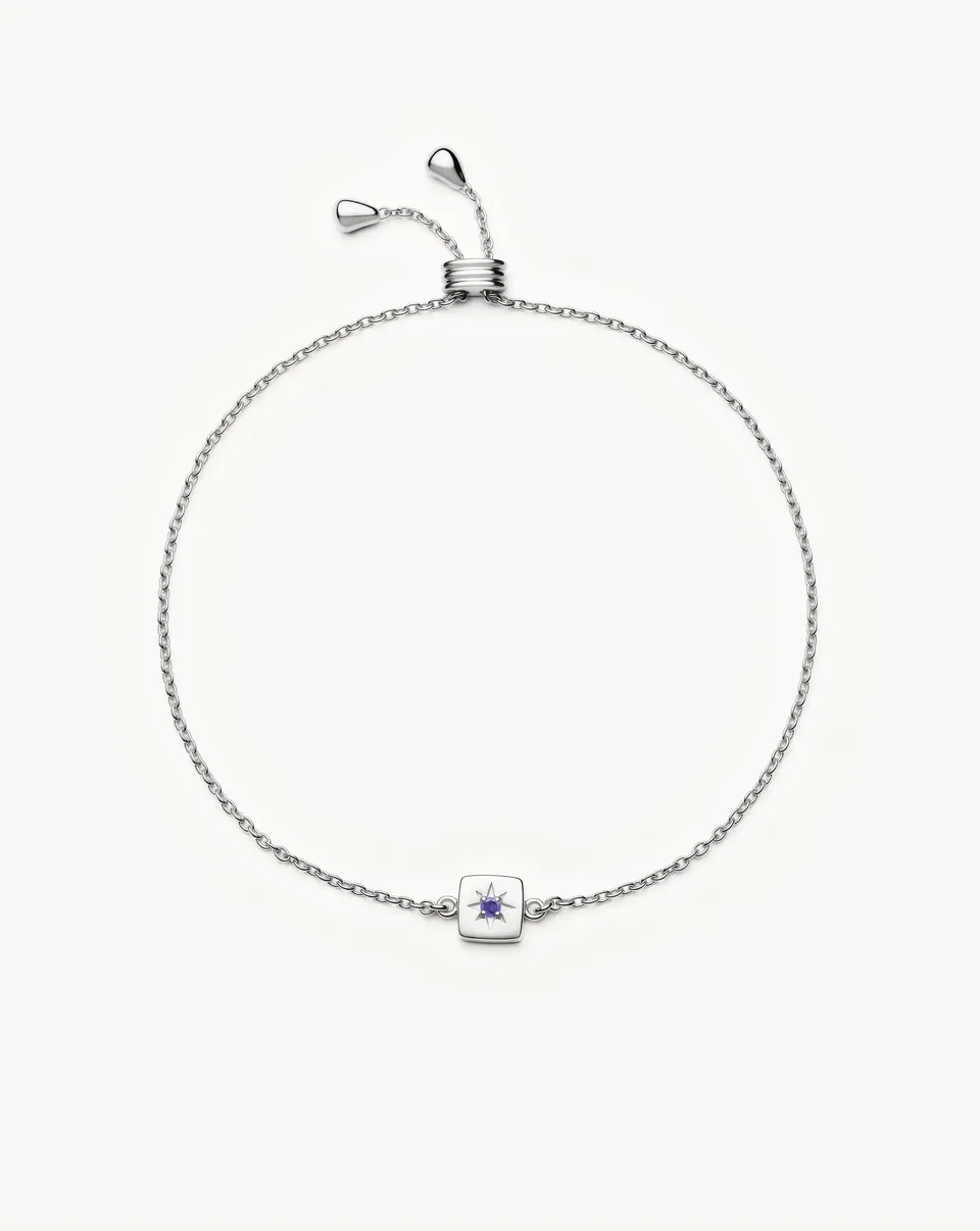 Missoma February Birthstone Slider rannekoru hopea ametisti
