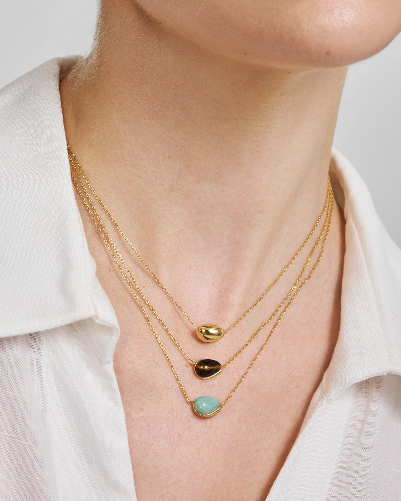 Ania Haie Gold Bezel Tiger's Eye Pebble kaulakoru tiikerinsilmä