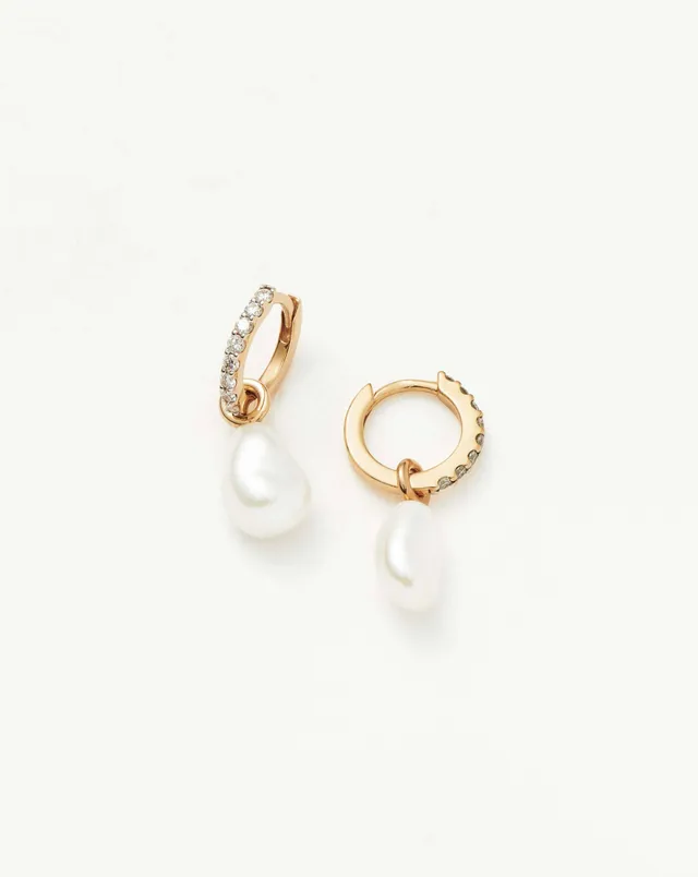 Missoma Diamond Pearl Charm rengaskorvakorut 9ct keltakulta helmi timantti