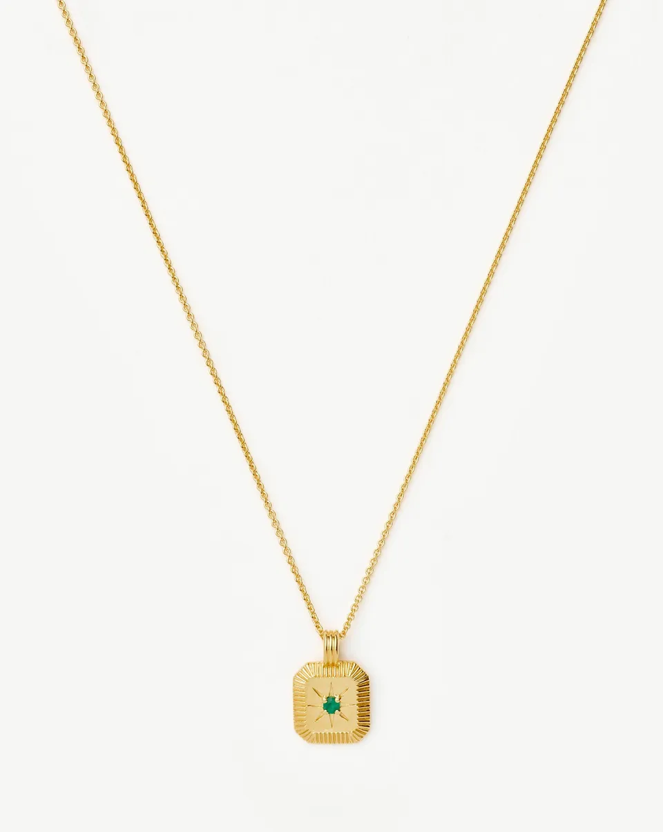 Missoma May Birthstone riipuskaulakoru kulta vihreä onyksi