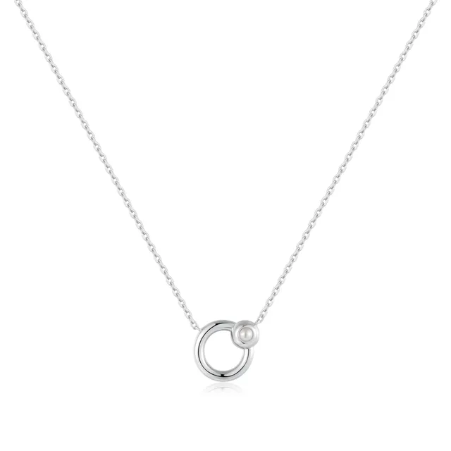 Ania Haie Chic Creator Silver Hoop helmikaulakoru makeanvedenhelmi