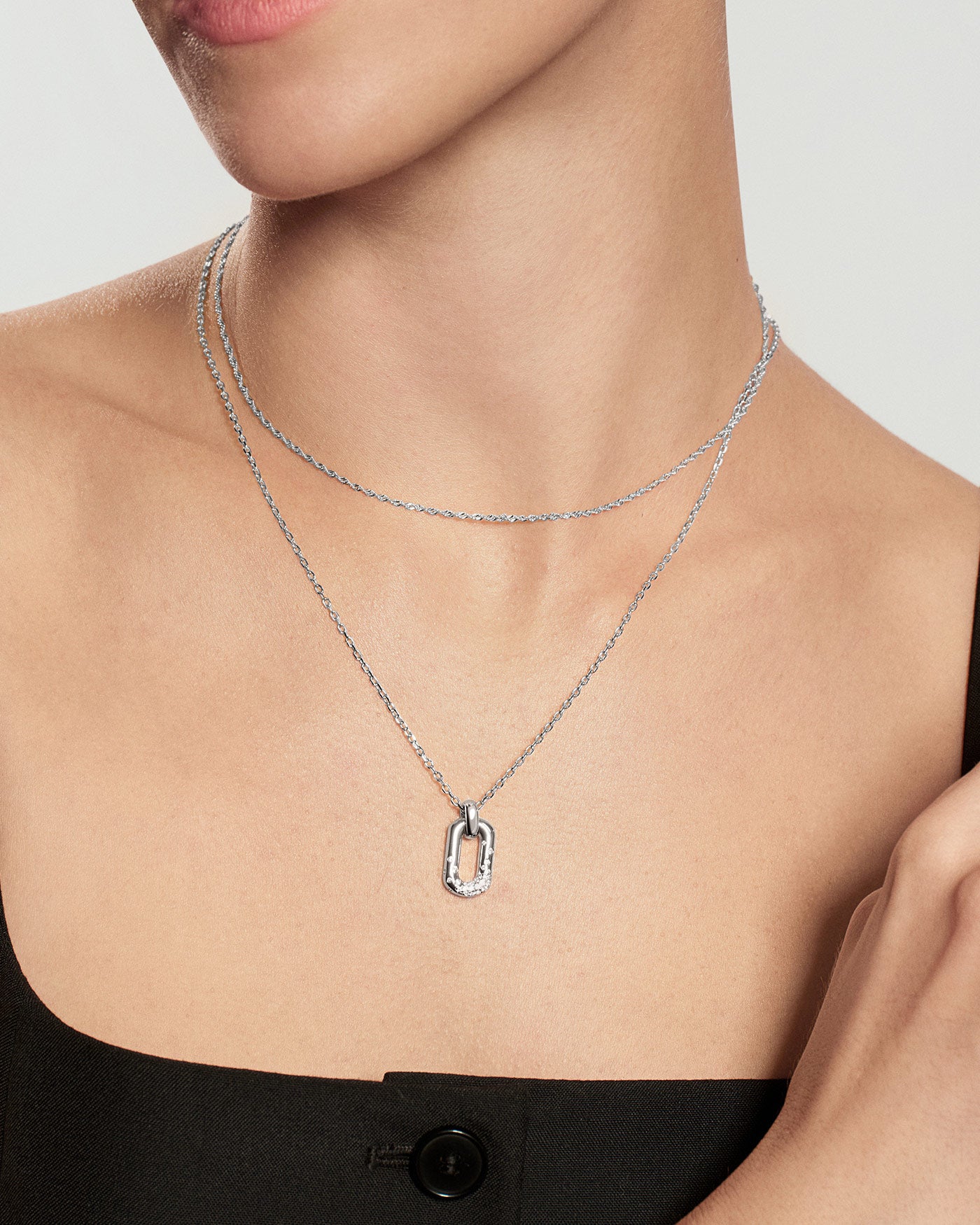 Ania Haie Wanderer Sparkling Oval kaulakoru hopea zirkonia
