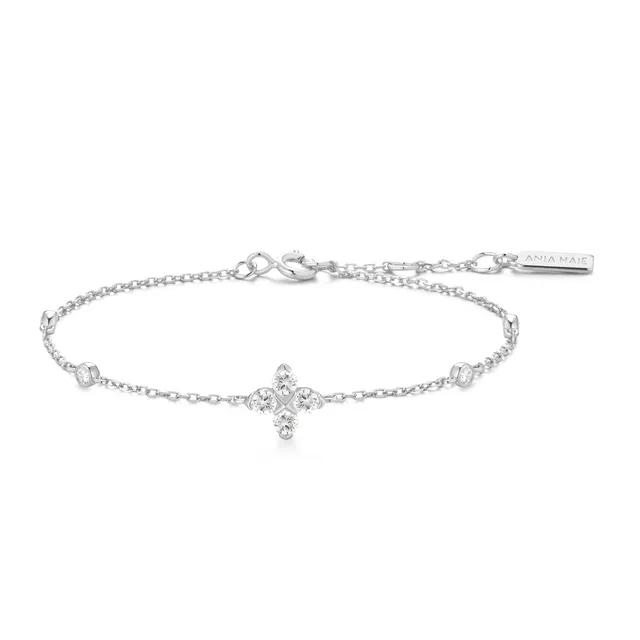Ania Haie Starlit Drops Clover rannekoru hopea zirkonia