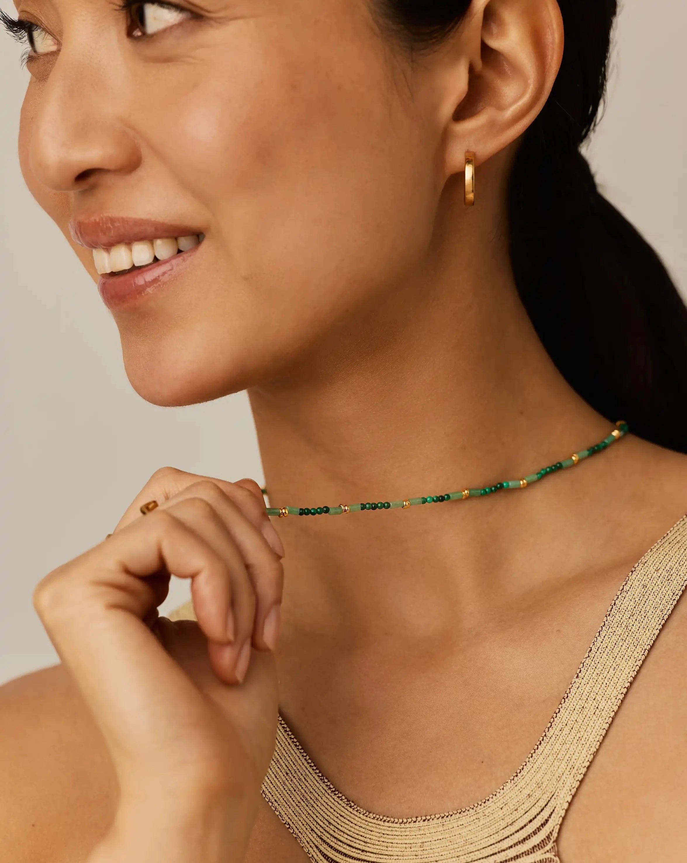 Missoma Beaded Gemstone Choker kaulakoru Mojito Green malakiitti