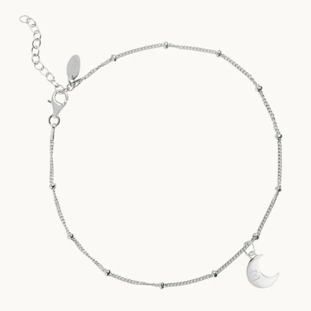 Muru Jewellery Personalised Moon Anklet nilkkakoru hopea nimikirjain