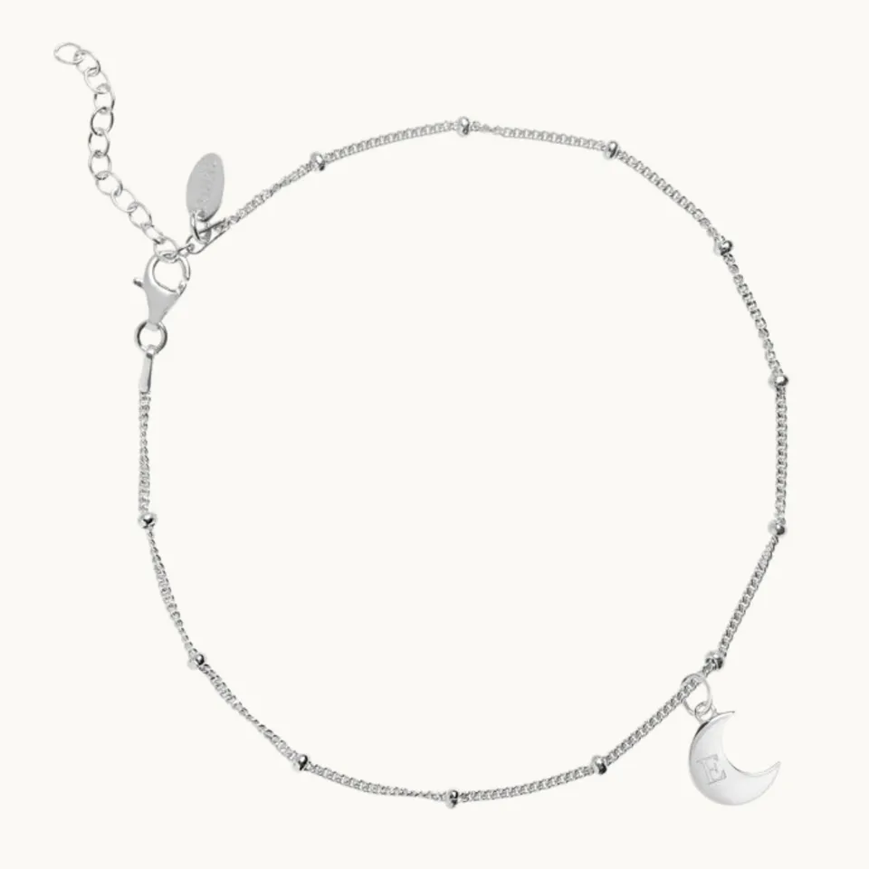 Muru Jewellery Personalised Moon Anklet nilkkakoru hopea nimikirjain