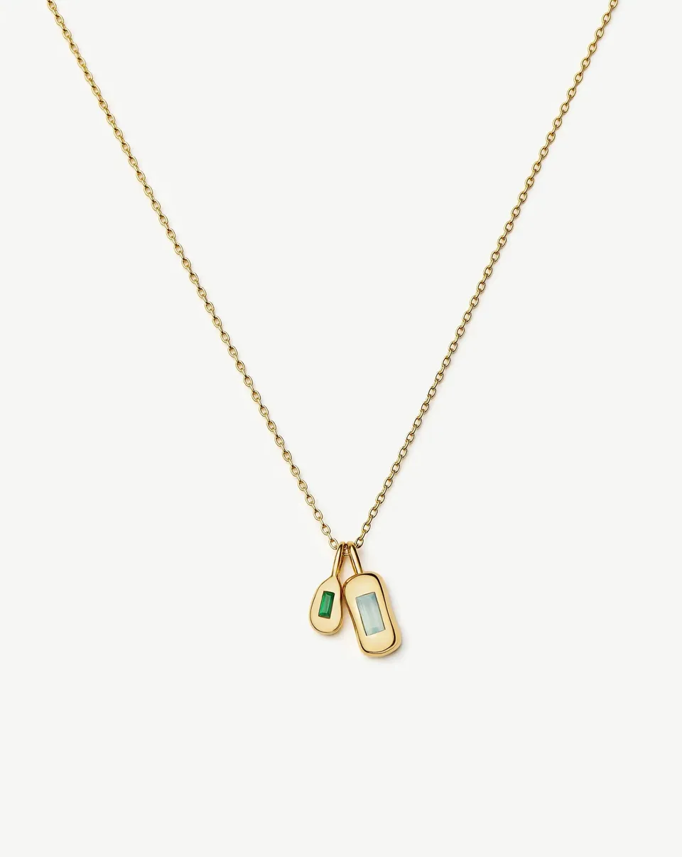 MISSOMA Molten Gemstone Bean Pendant kaulakoru kullattu sinivihreä onyksi