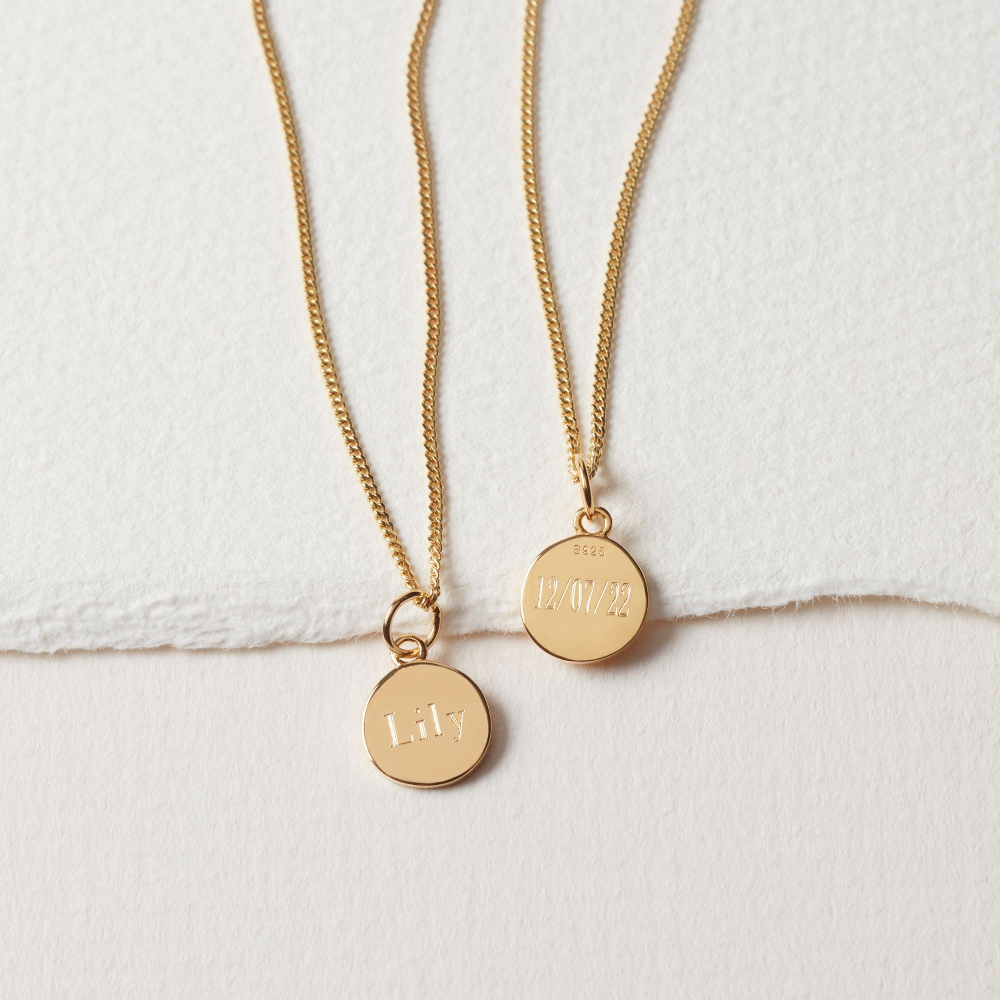 Muru Jewellery Disc kaulakoru kulta kaiverrus 40cm
