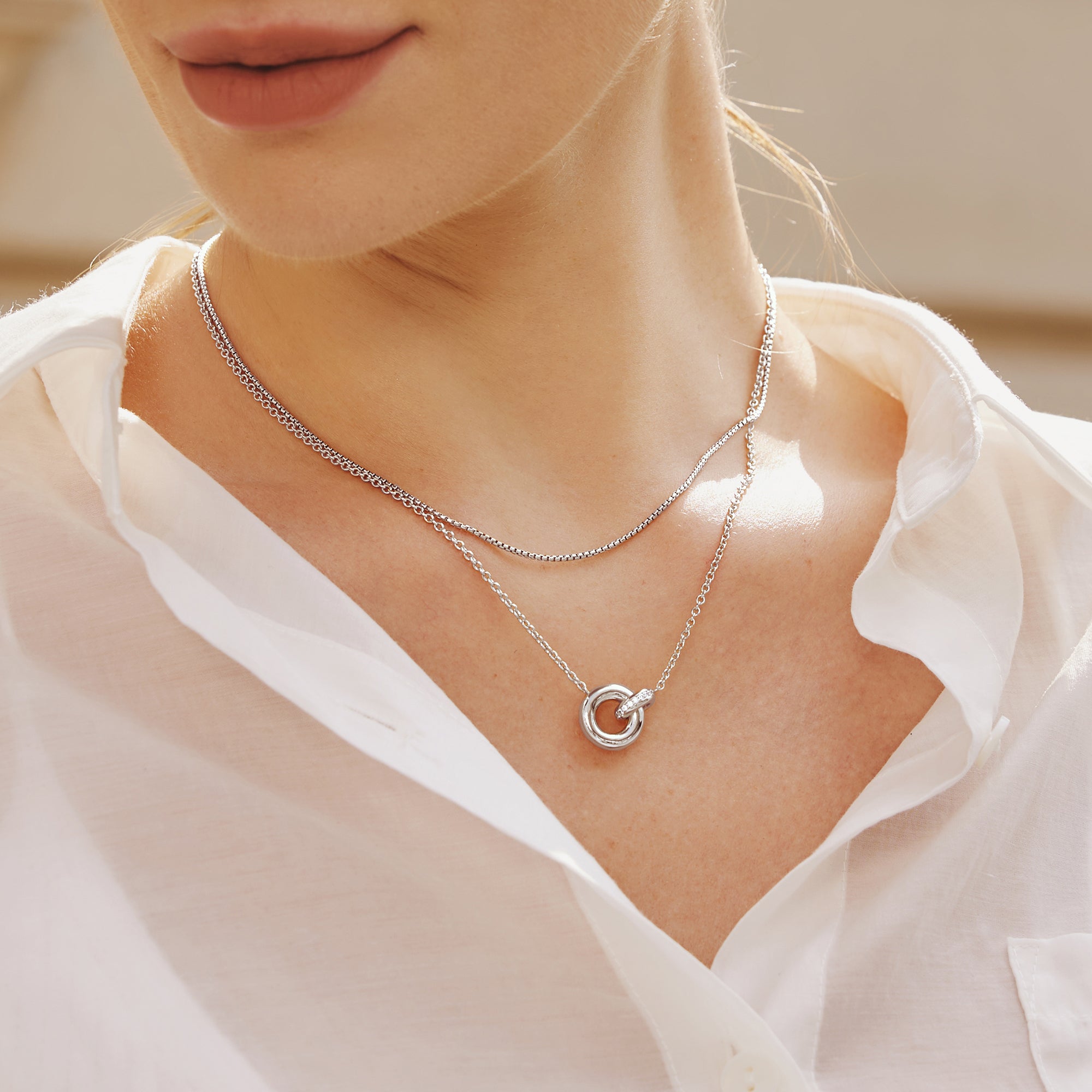 Ania Haie Vogue Maven Linked kaulakoru hopea 40+5 cm zirkonia