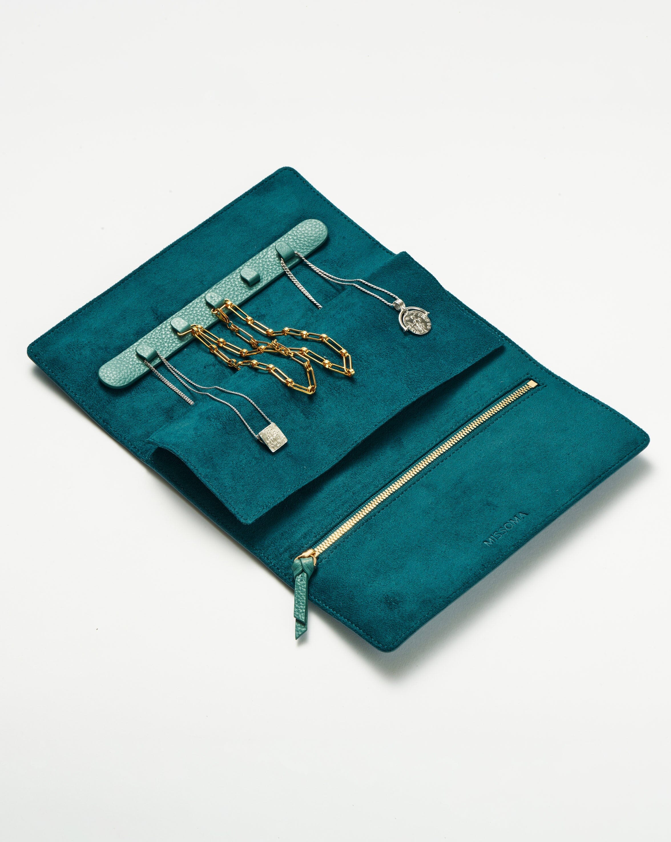 Missoma Leather Jewellery Roll korurulla sininen nahka