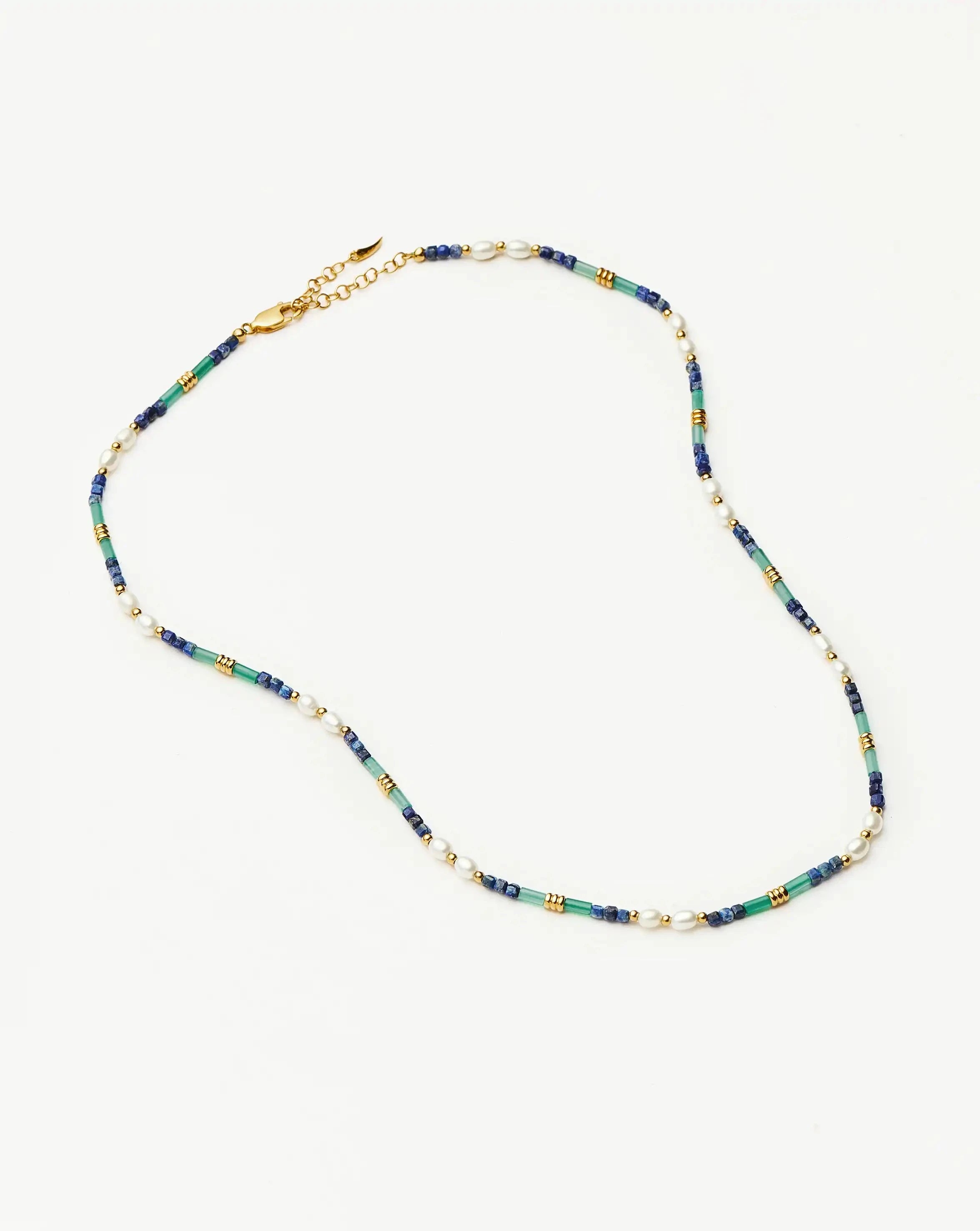 Missoma Beaded Gemstone Pearl kaulakoru kulta sininen