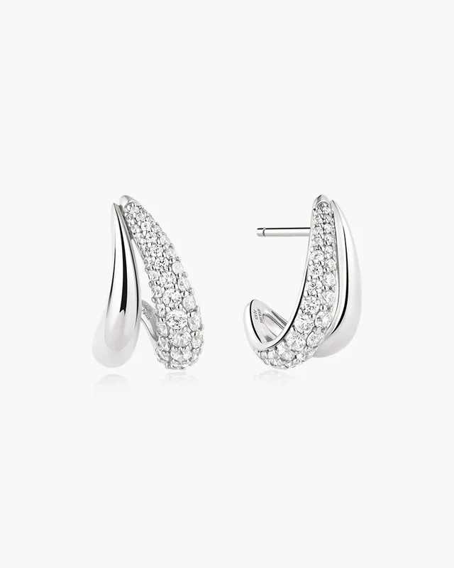 Ania Haie Fluid Light Duet Stud Hoop rengaskorvakorut hopea