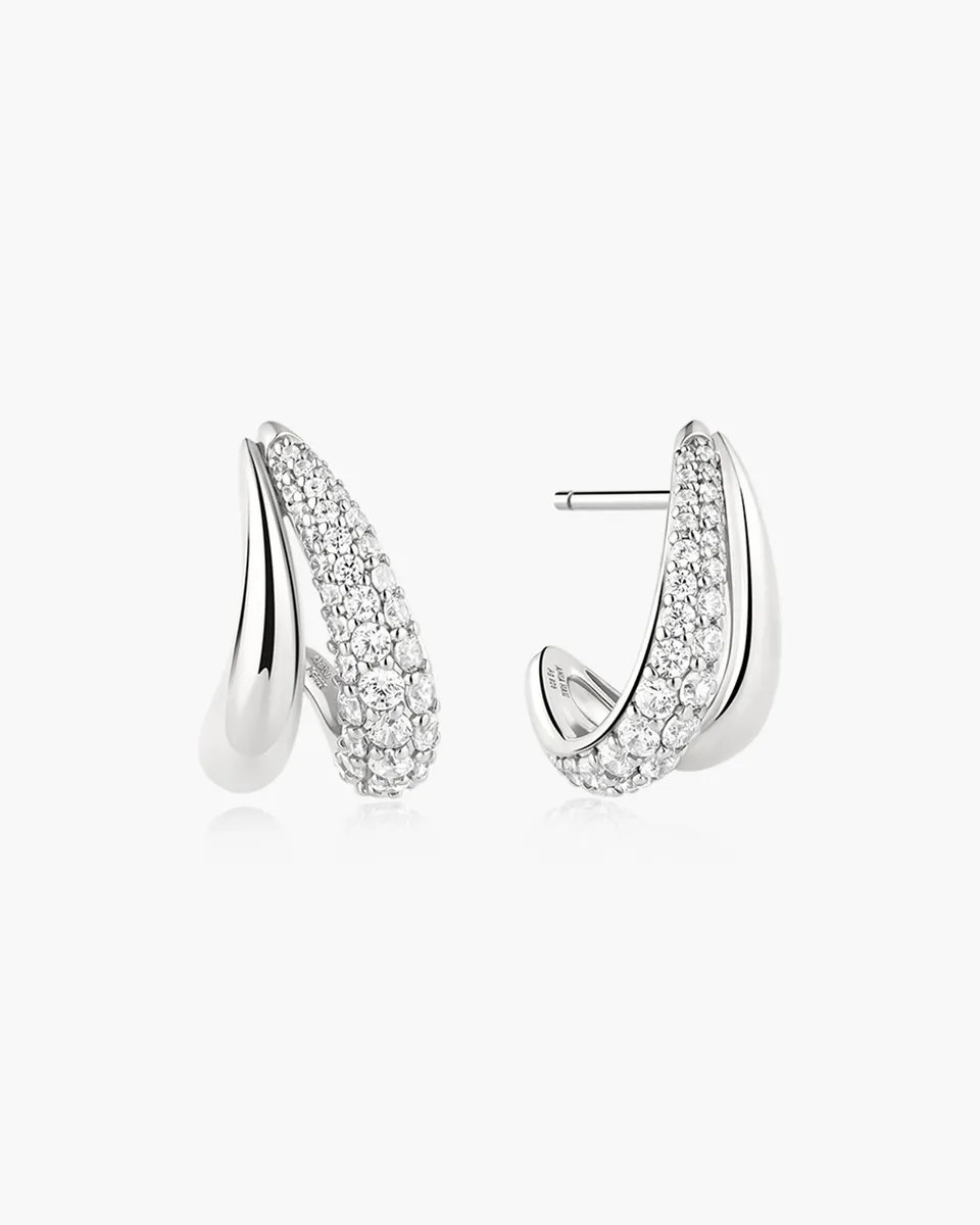 Ania Haie Fluid Light Duet Stud Hoop rengaskorvakorut hopea