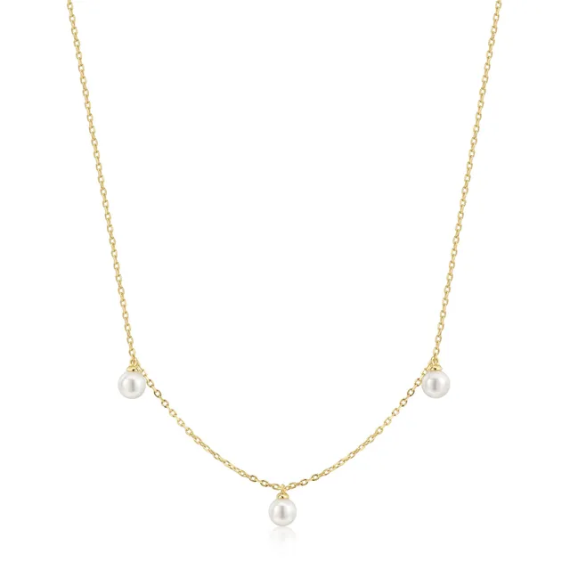Ania Haie Triple Shell Pearl Station kaulakoru kulta helmi