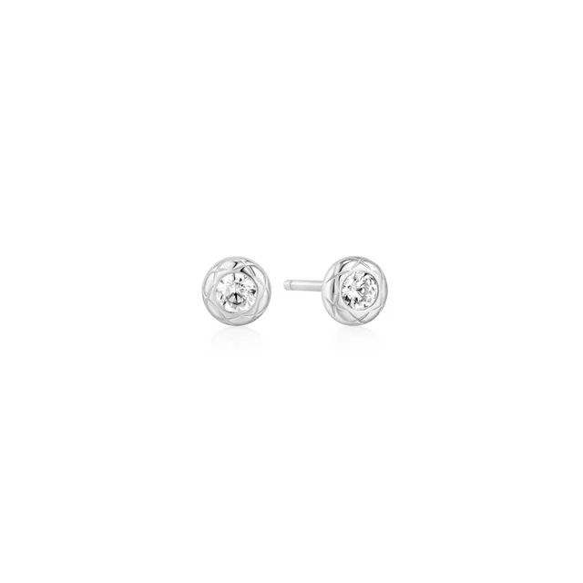 Ania Haie Tide Echo Textured Bezel nappikorvakorut hopea