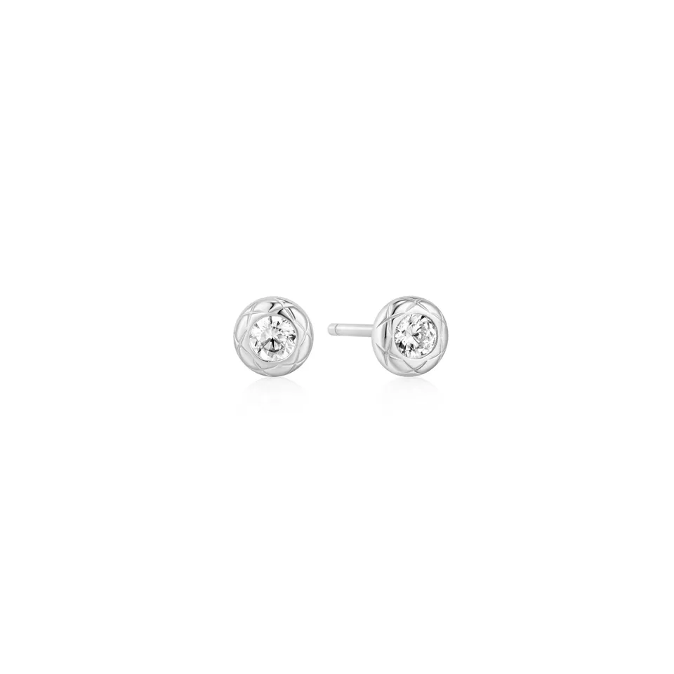 Ania Haie Tide Echo Textured Bezel nappikorvakorut hopea