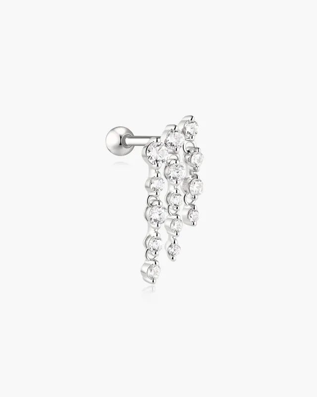 Ania Haie Fairy Dust Silver Triple Fringe Bar korvakoru hopea
