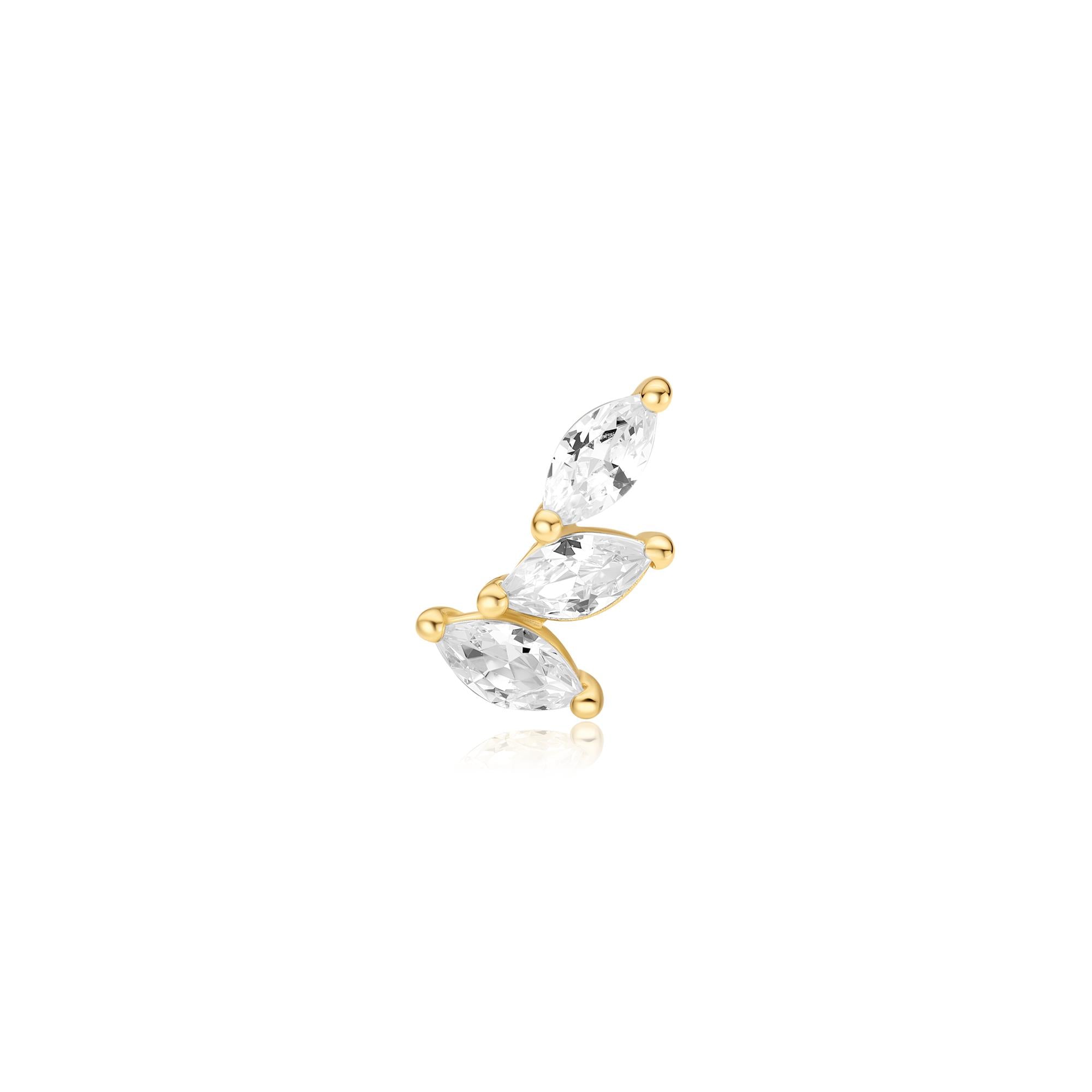 Ania Haie Ear Edit Triple Marquise Barbell korvakoru kulta single