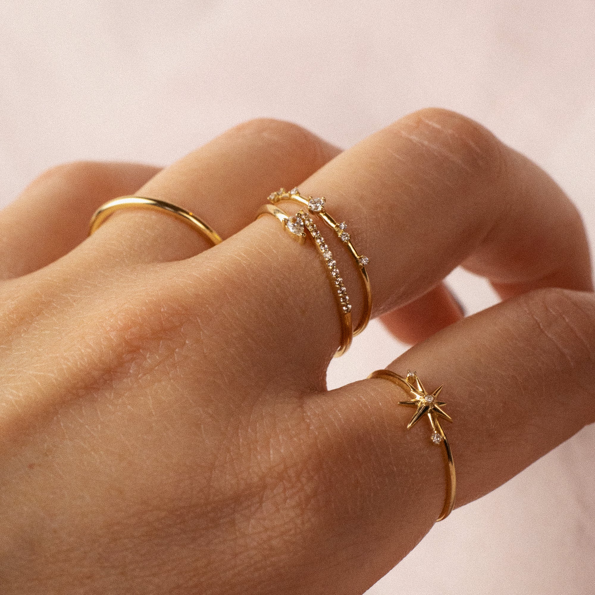 Ania Haie Cosmos Star timanttisormus 14k kulta