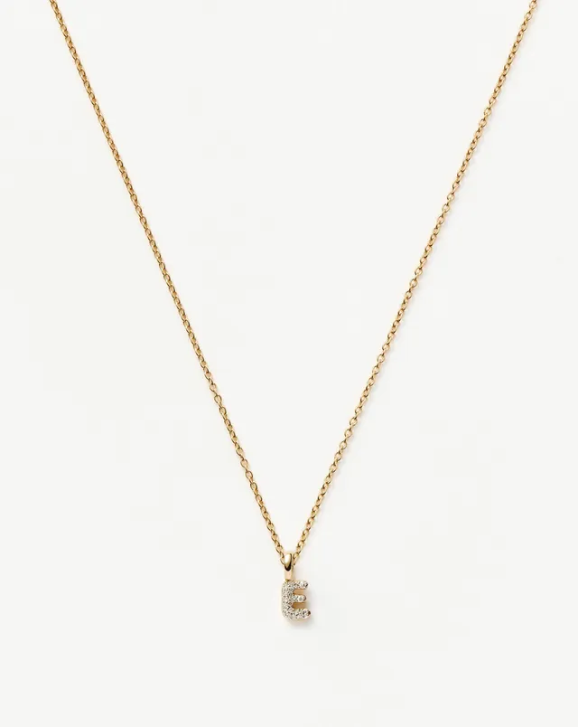 Missoma Diamond Initial Mini Pendant E kaulakoru 14k timantti
