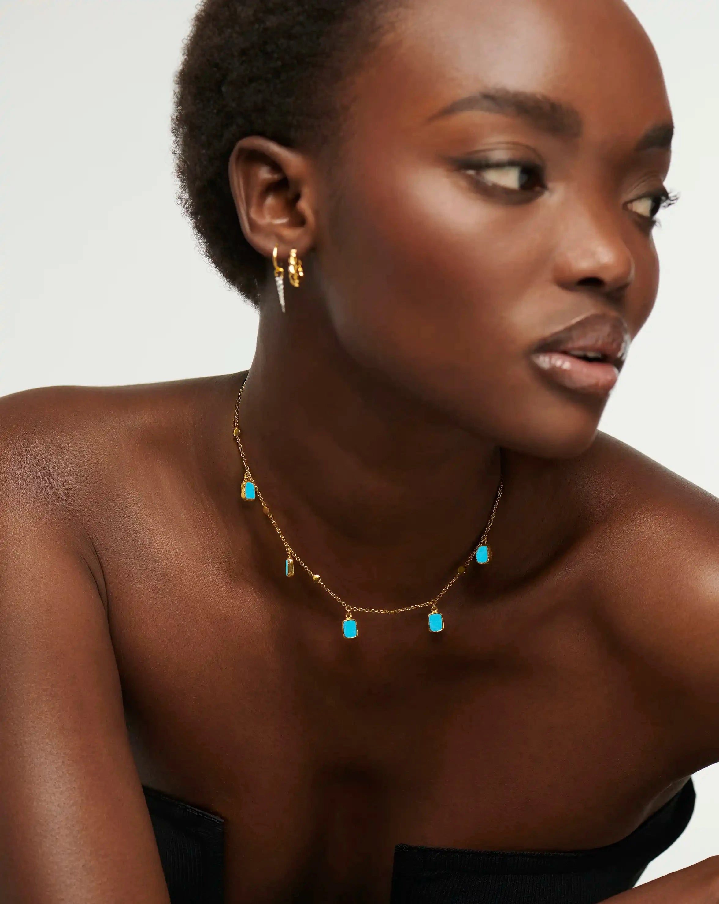 Missoma Lena Charm Choker kaulakoru turkoosi