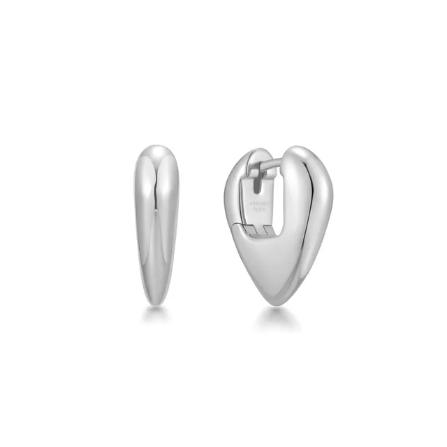 Ania Haie Trailblazer Silver Puffy Shield Huggie korvakorut hopea