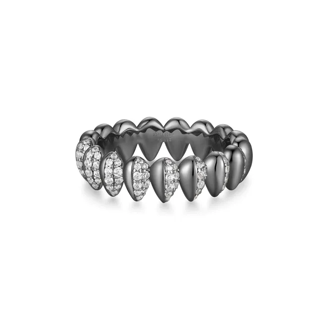 Ania Haie Trailblazer Black Sparkling Puffy Spike sormus