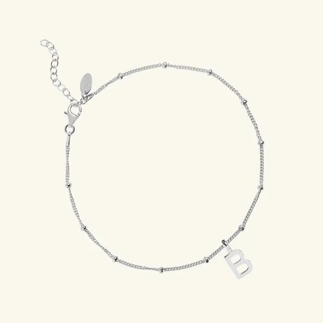 Muru Letter Bead nilkkakoru sterlinghopea kirjaimella