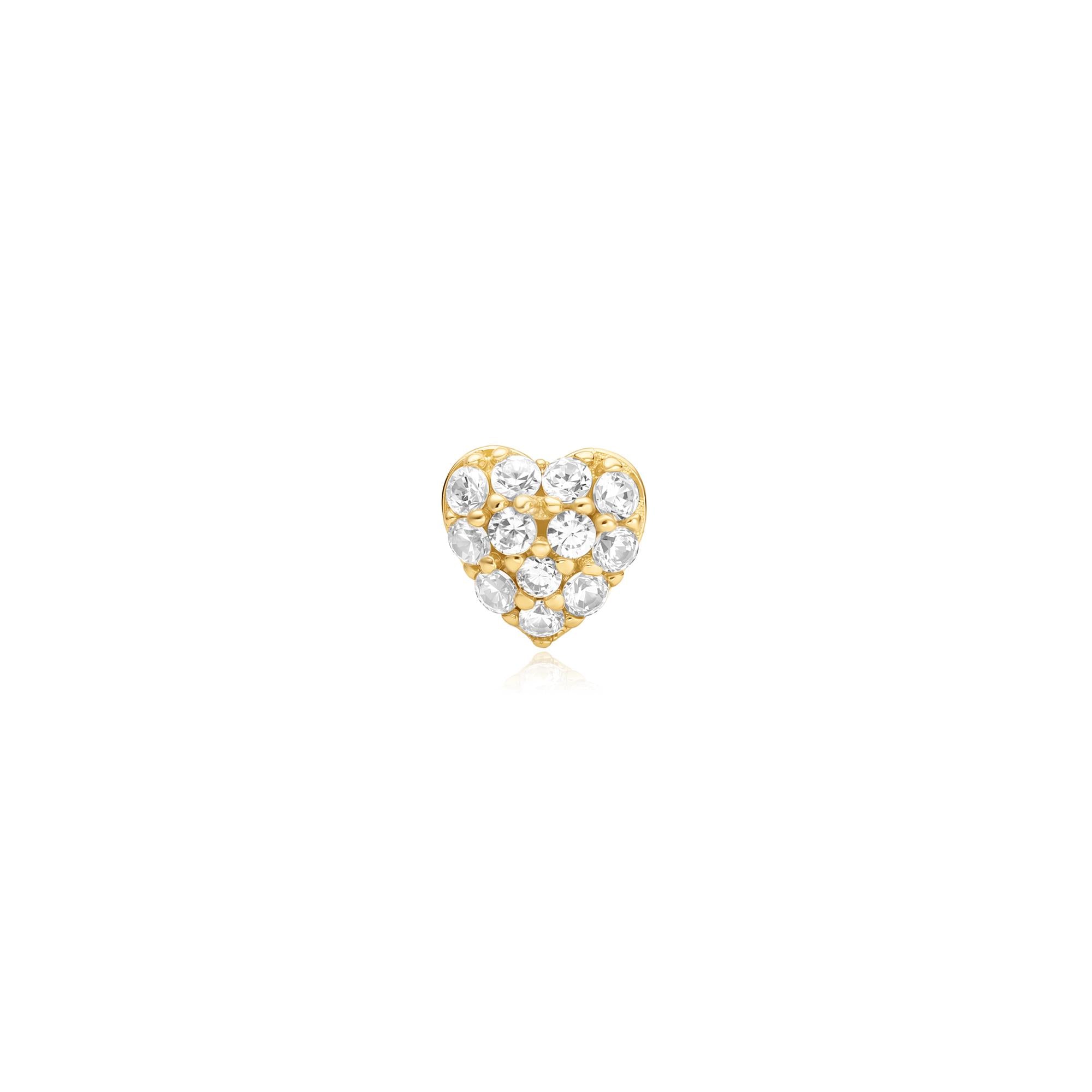 Ania Haie Ear Edit Pavé Heart Barbell korvakoru kulta single