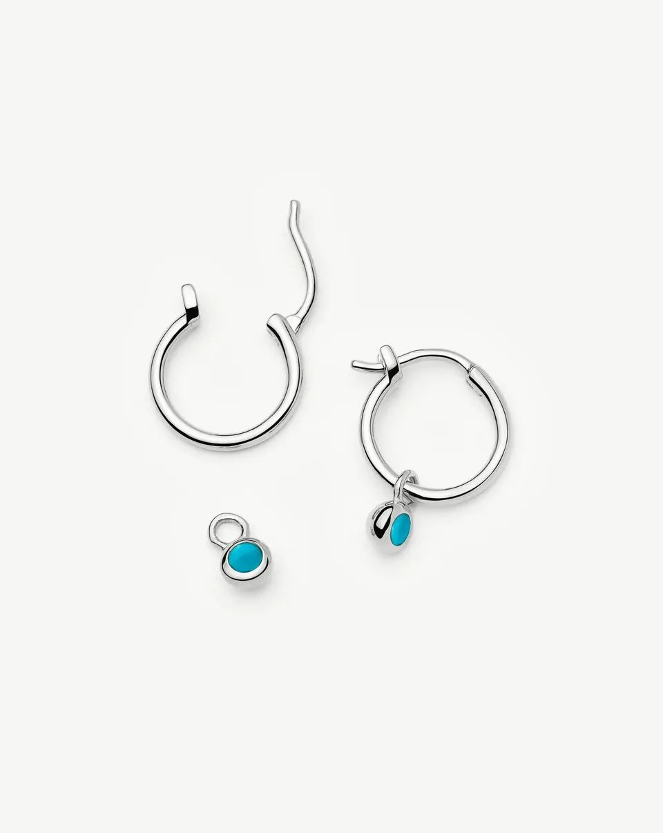 Missoma December Birthstone Mini Charm Hoop korvakorut hopea turkoosi