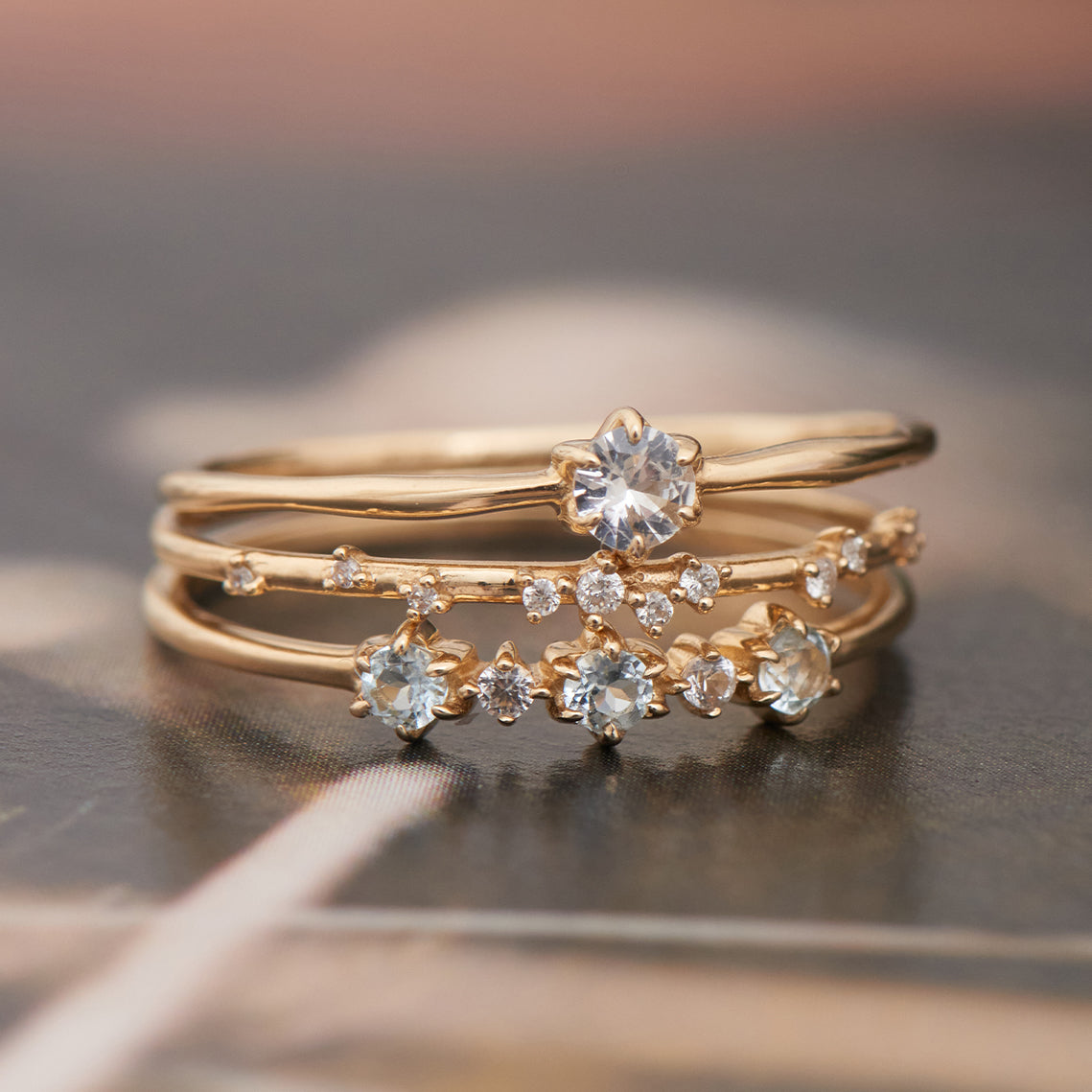 Ania Haie Wild Meadow White Sapphire sormus 14kt kulta