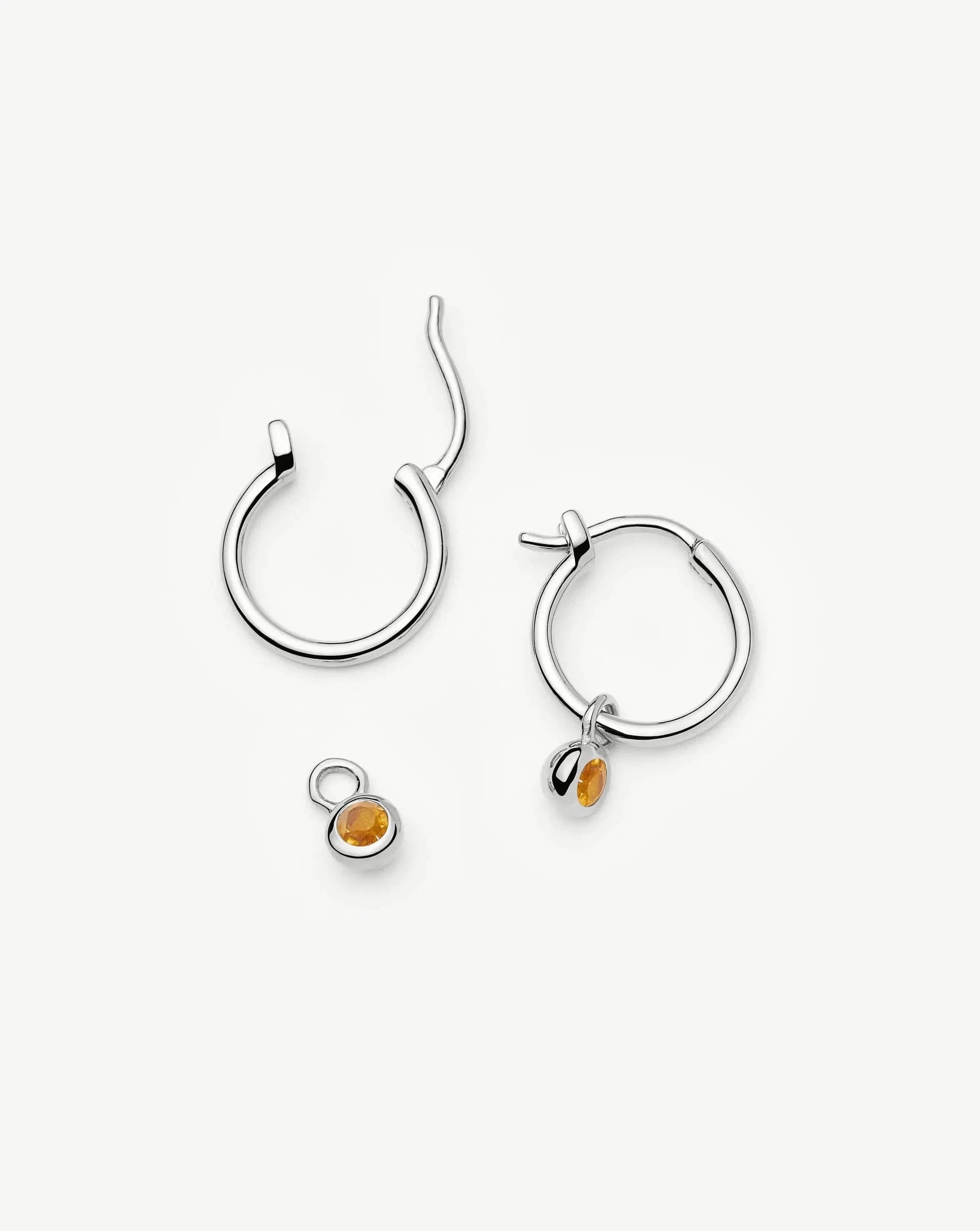 MISSOMA November Birthstone Mini Charm Hoop korvakorut hopea sitriini