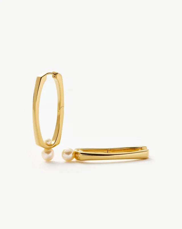 MISSOMA Button Pearl Ovate Hoop korvakorut kulta helmi