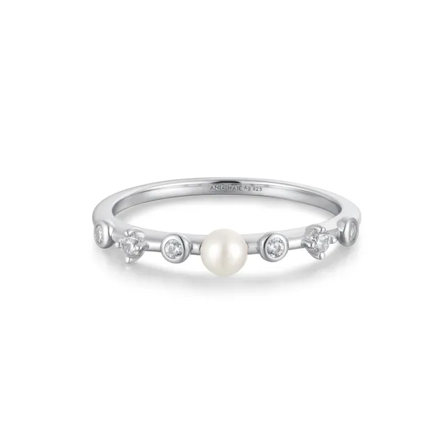 Ania Haie Chic Creator Pearl Bezel sormus 52 helmi zirkonia