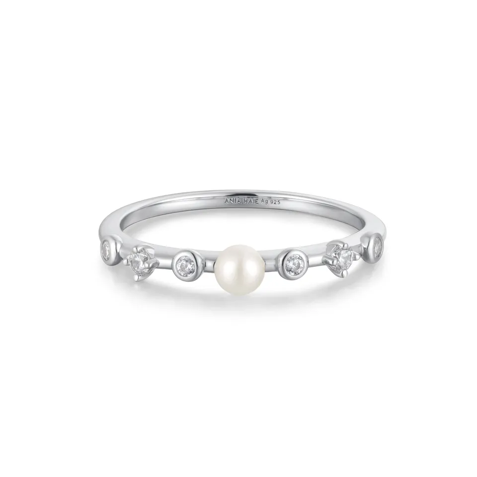 Ania Haie Chic Creator Pearl Bezel sormus 52 helmi zirkonia