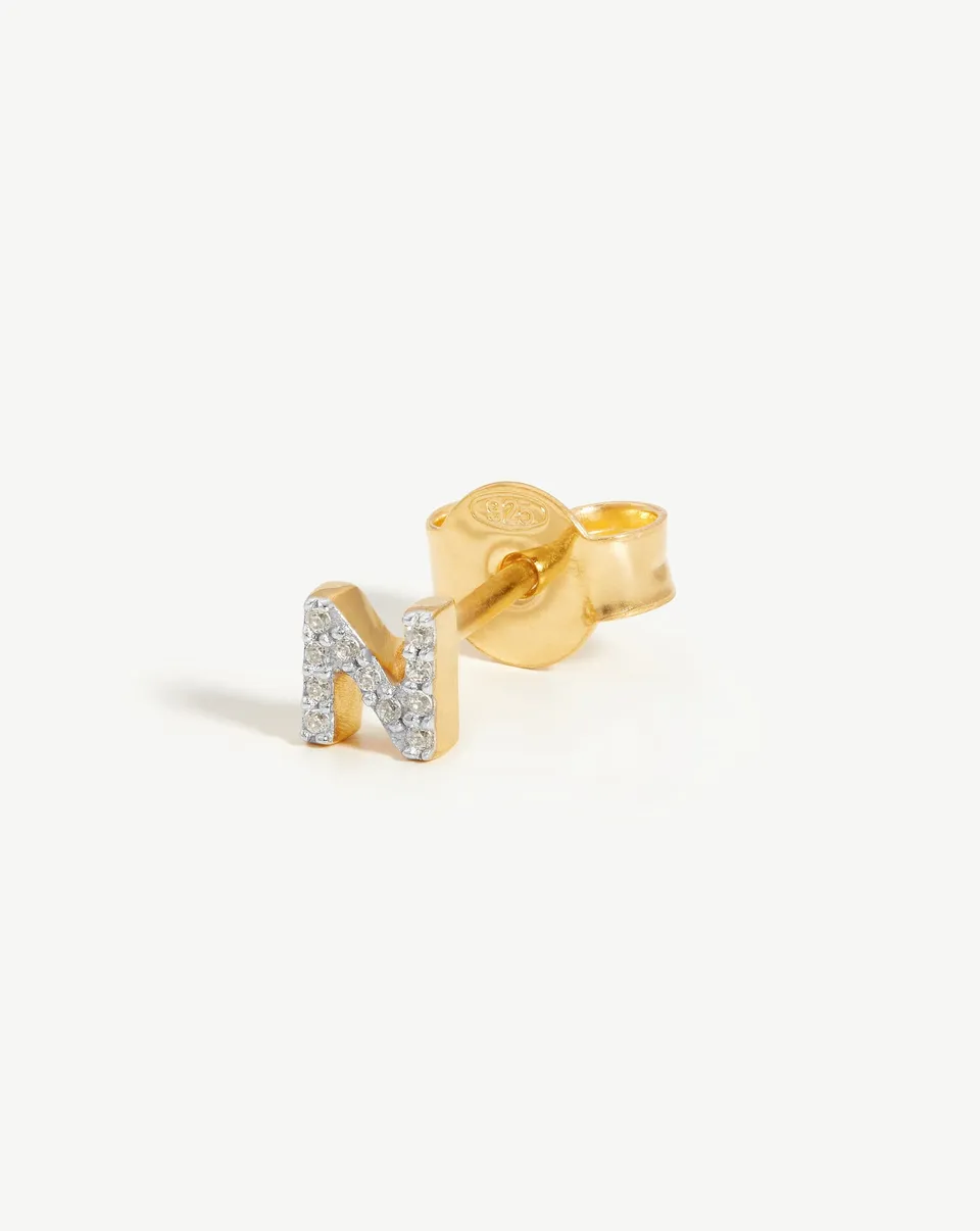MISSOMA Pave Initial Single Stud nappikorvakoru N kulta