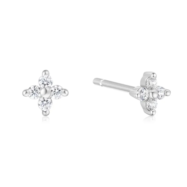 Ania Haie Sunny Sparkler Four-Petal nappikorvakorut hopea