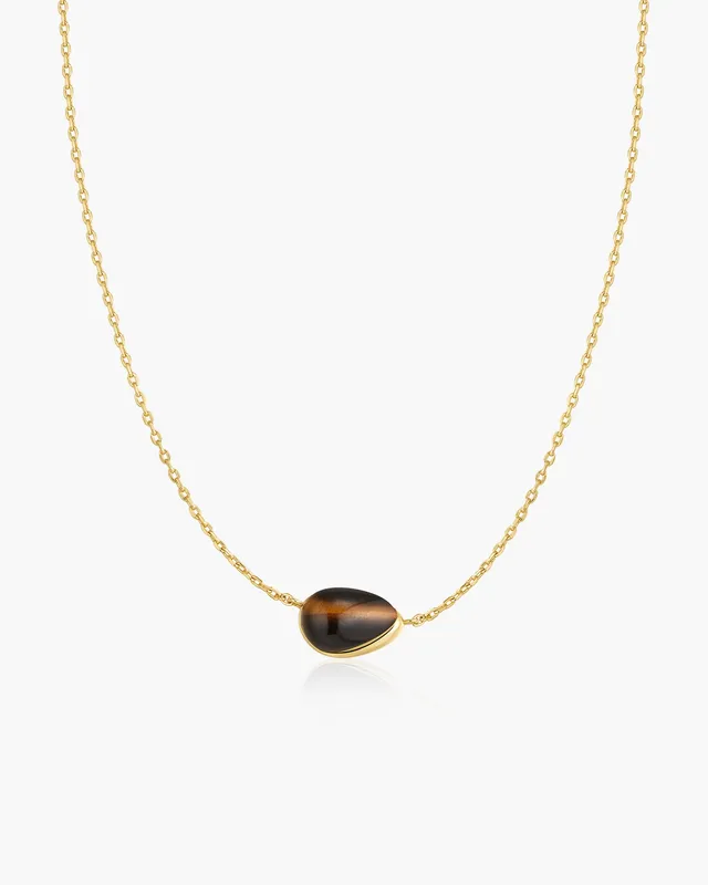 Ania Haie Gold Bezel Tiger's Eye Pebble kaulakoru tiikerinsilmä