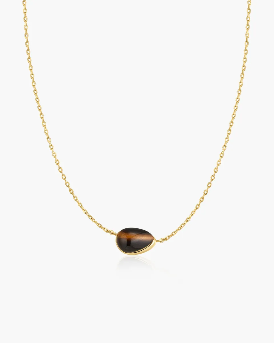 Ania Haie Gold Bezel Tiger's Eye Pebble kaulakoru tiikerinsilmä