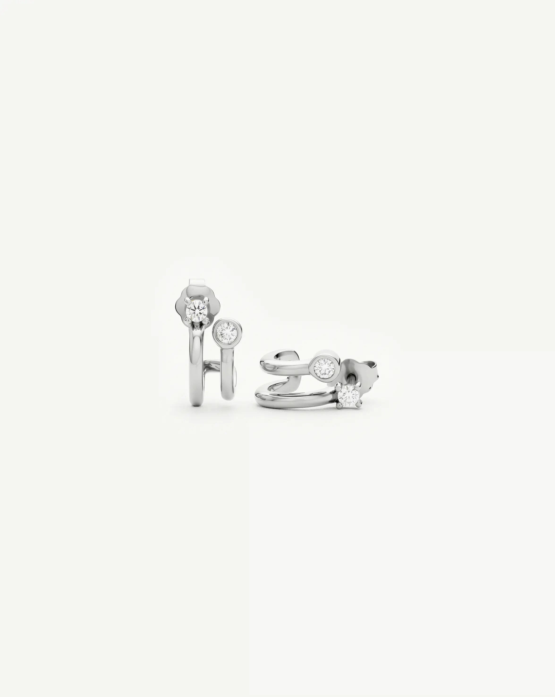 Missoma Stone Double Huggie korvakorut hopea zirkonia