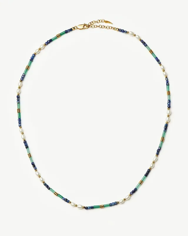Missoma Beaded Gemstone Pearl kaulakoru kulta sininen