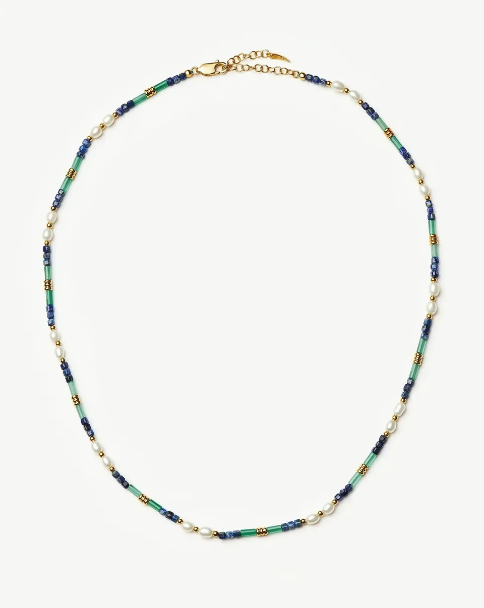 Missoma Beaded Gemstone Pearl kaulakoru kulta sininen