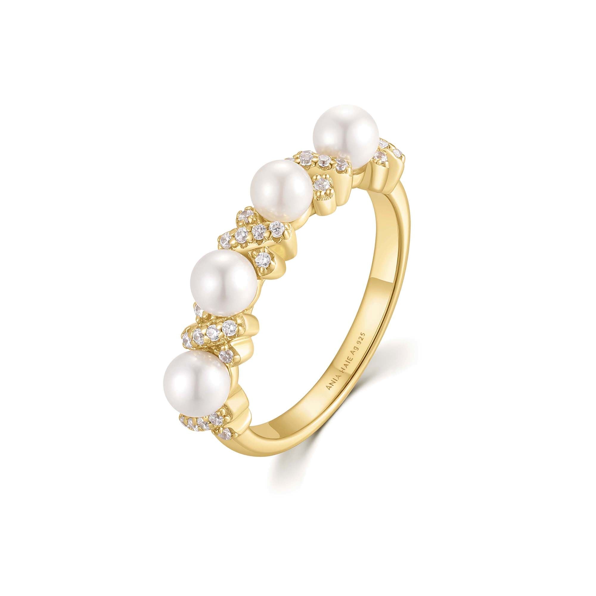 Ania Haie Reimaginer Sparkling Braided Pearl sormus kulta
