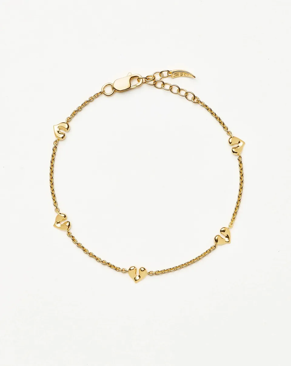 Missoma Molten Heart Mini Charm rannekoru kullattu S/M
