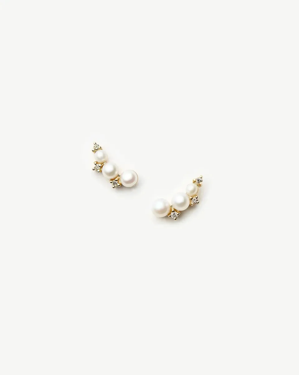 Missoma Diamond Pearl nappikorvakorut 9k kulta