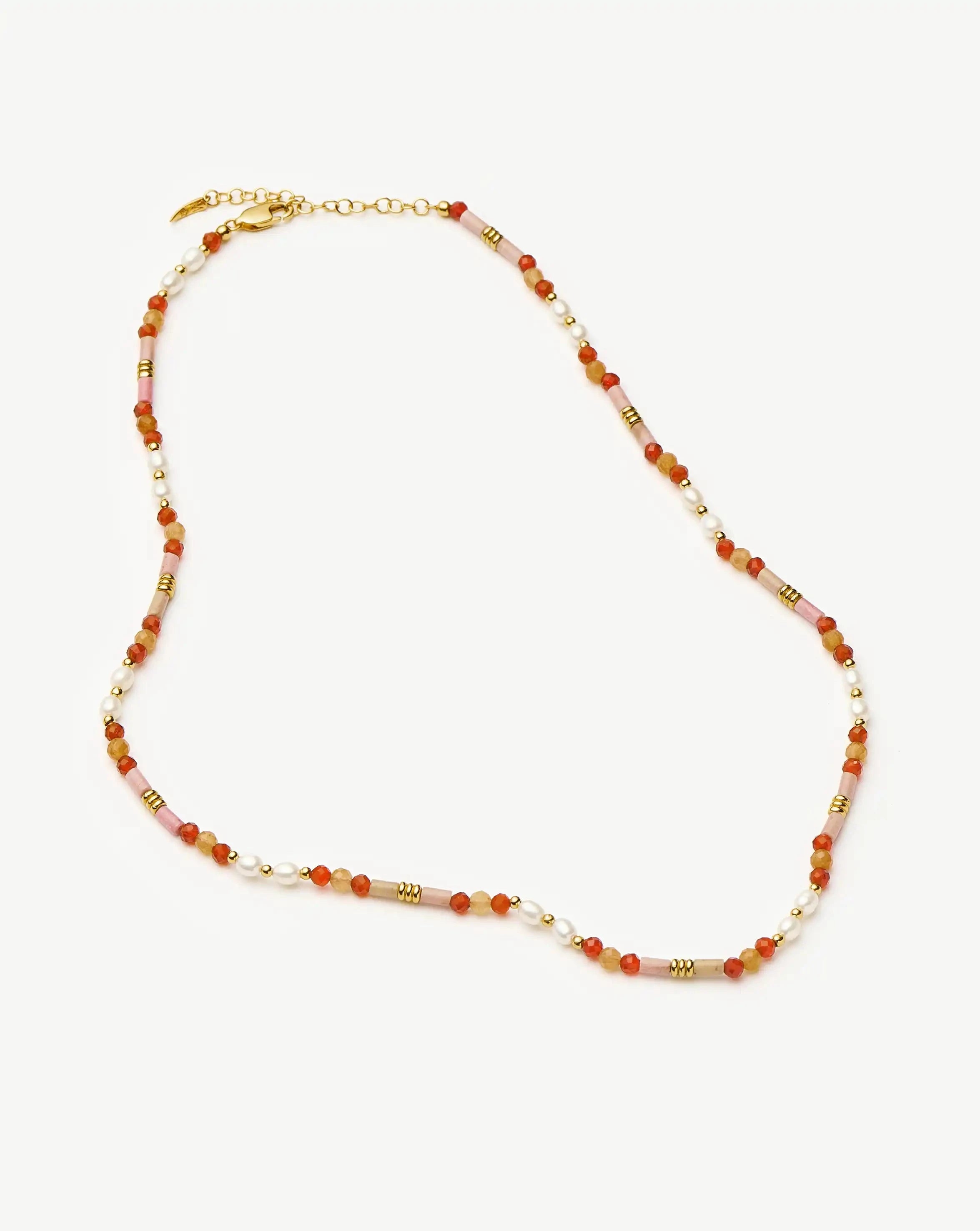 Missoma Beaded Gemstone Pearl Short kaulakoru paloma pink