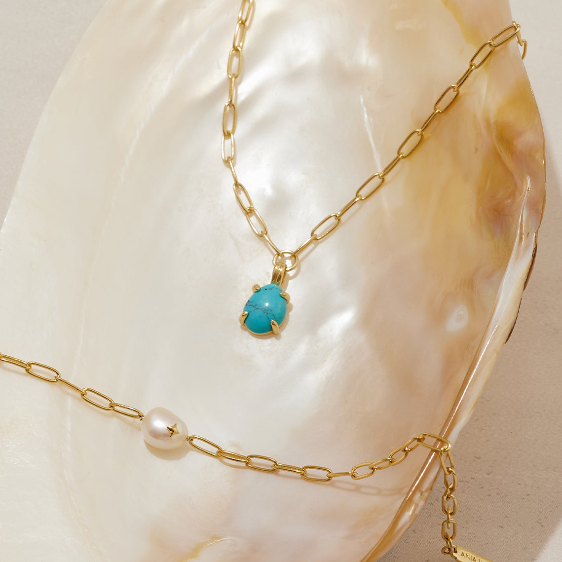 Ania Haie Pearl Sparkle Chain kaulakoru kulta helmi
