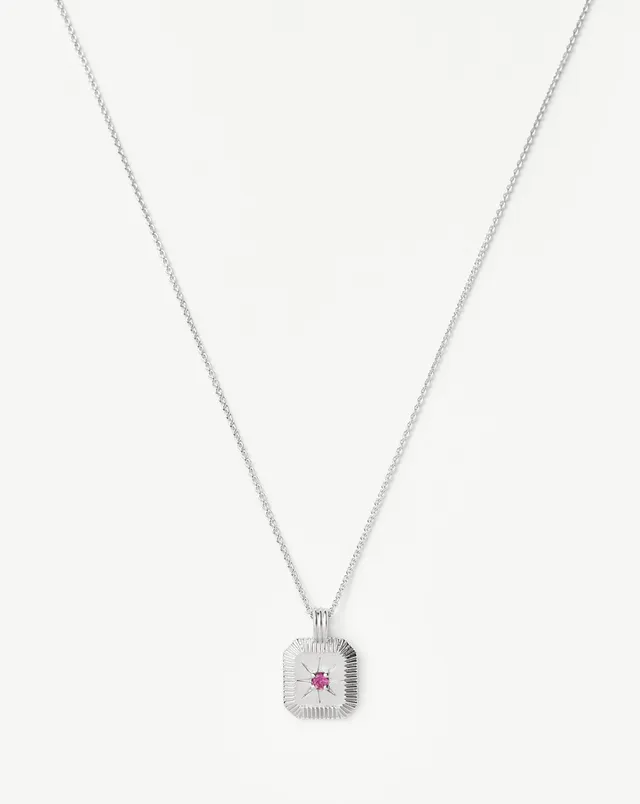 Missoma October Birthstone riipus kaulakoru hopea pinkki turmaliini