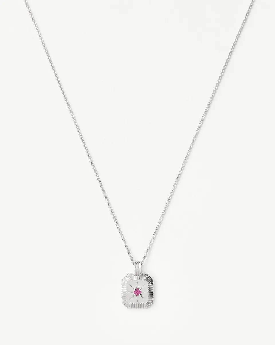 Missoma October Birthstone riipus kaulakoru hopea pinkki turmaliini